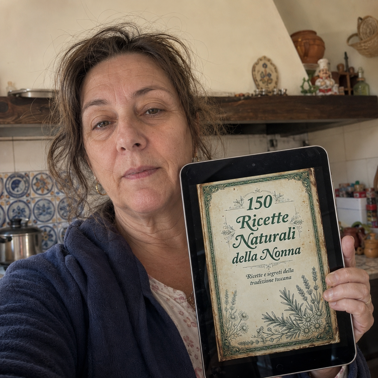 Marta con il tablet dopo aver acquistato
